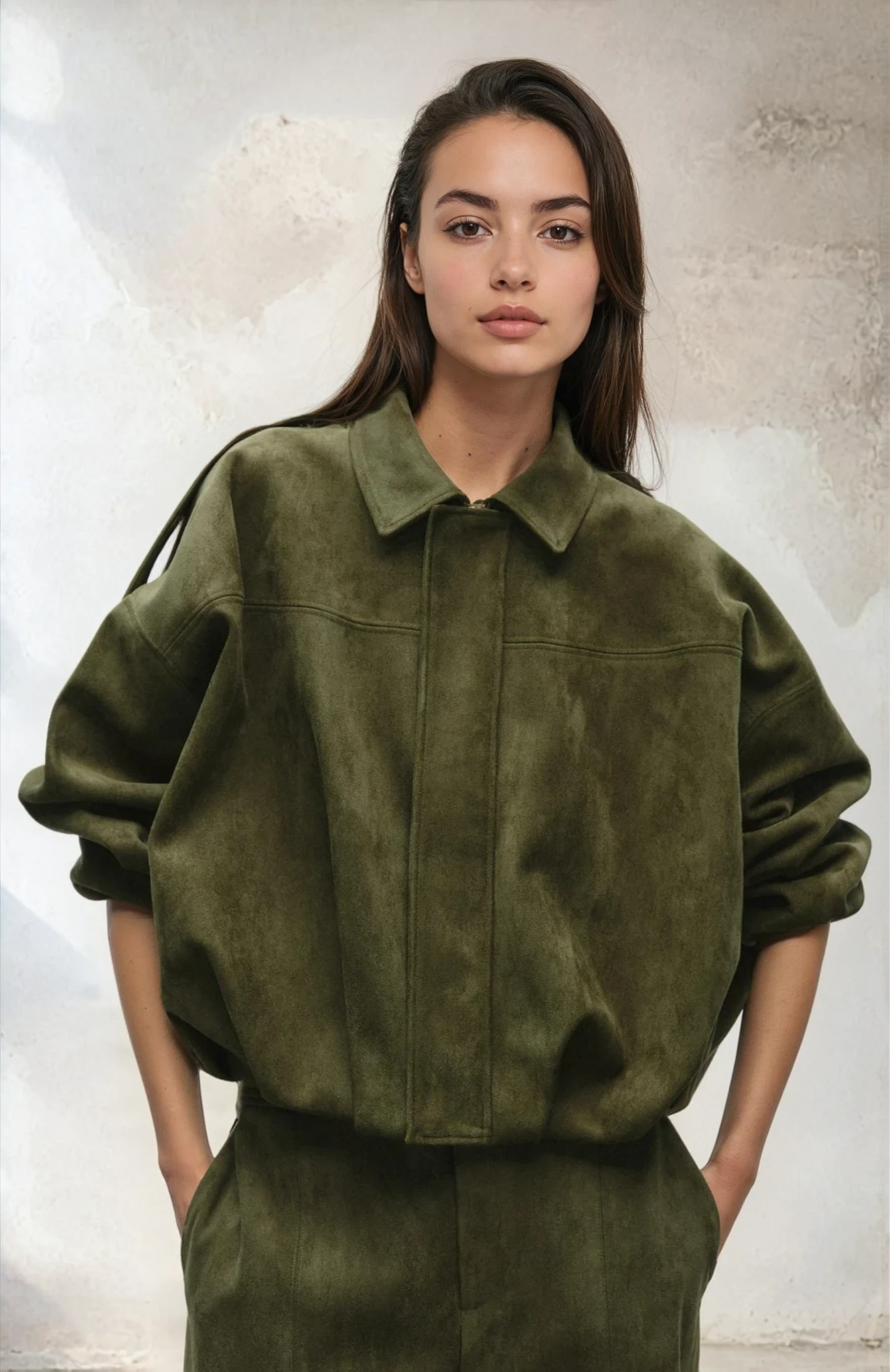 Rhea | Dames Leren Jas Suede Oversized Warm