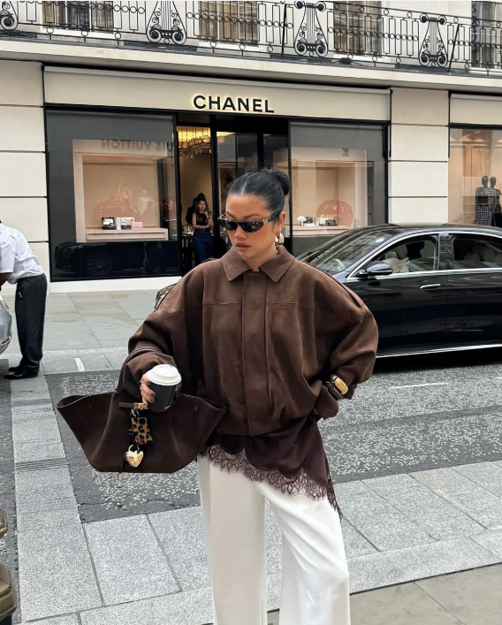 Rhea | Dames Leren Jas Suede Oversized Warm