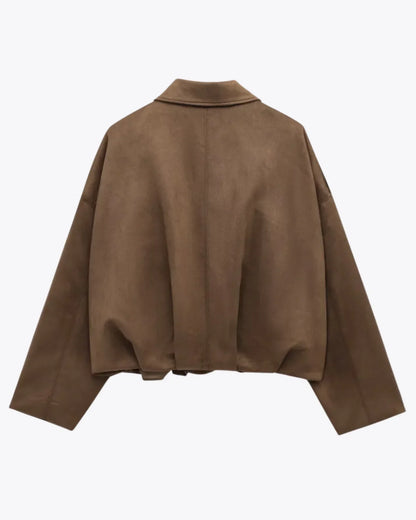 Rhea | Dames Leren Jas Suede Oversized Warm