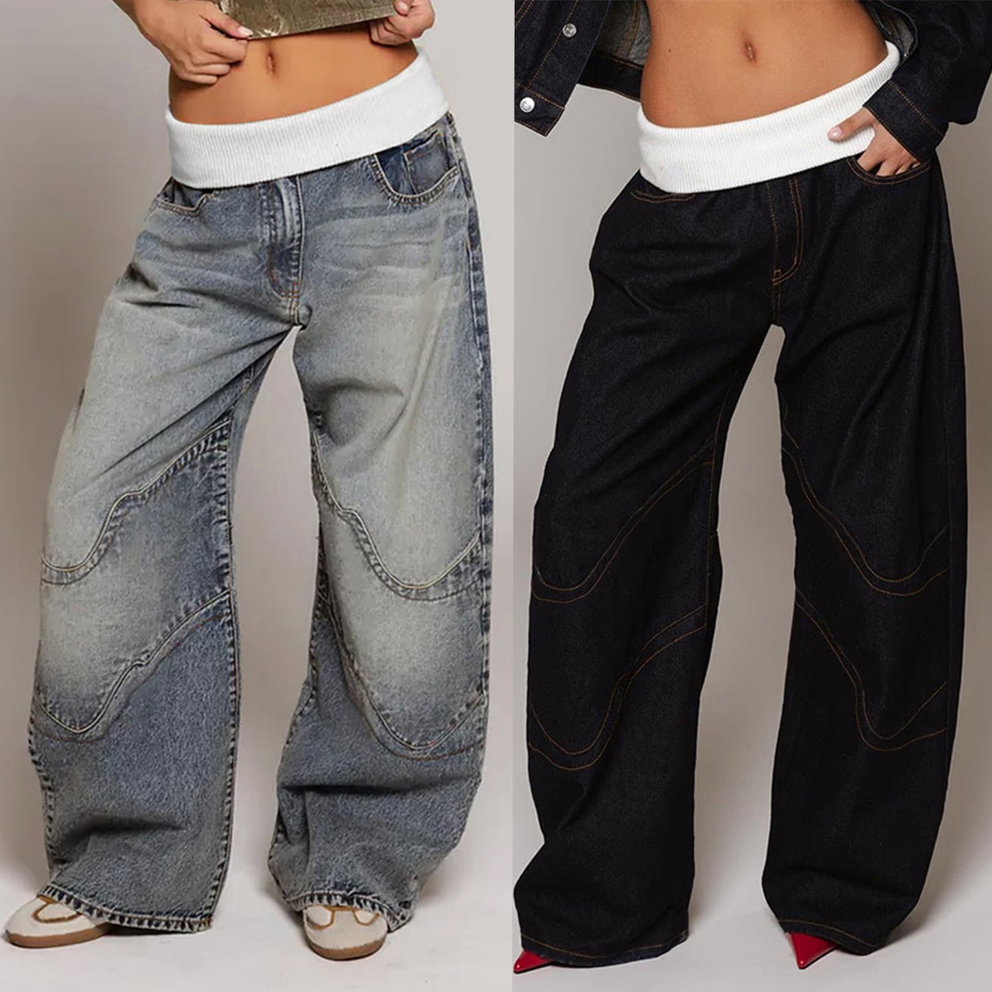 Lyra | Baggy Wide-Leg Jeans met Tailleband & Streetstyle Vibes