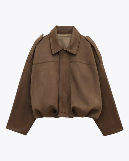 Dames Leren Jas Suede Oversized Warm